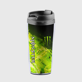 Термокружка-непроливайка с принтом MONSTER ENERGY в Курске, внутренняя часть — пищевой пластик, наружная часть — прозрачный пластик, между ними — полиграфическая вставка с рисунком | объем — 350 мл, герметичная крышка | black monster | bmx | claw | cybersport | energy | monster | monster energy | moto | motocross | race | sport | киберспорт | когти | монстер энерджи | монстр | мото | мотокросс | ралли | скейтбординг | спорт | энергия