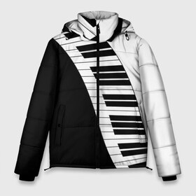 Мужская зимняя куртка 3D с принтом Piano Пианино в Курске, верх — 100% полиэстер; подкладка — 100% полиэстер; утеплитель — 100% полиэстер | длина ниже бедра, свободный силуэт Оверсайз. Есть воротник-стойка, отстегивающийся капюшон и ветрозащитная планка. 

Боковые карманы с листочкой на кнопках и внутренний карман на молнии. | Тематика изображения на принте: black | piano | white | белая | белое | инструмент | клавиши | клавишы | музыка | музыкальный | музыкант | ноты | пиан | пианино | подарок | прикол | текстура | фортепиано | чб | черная | черно | черно белое