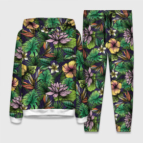 Женский костюм 3D (с толстовкой) с принтом Летние цветы в Курске,  |  | summer | джунгли | краски | летняя | лето | листы | листья | надпись | настроение | отдых | отпуск | пальмы | пляжная | позитив | стиль | тропики | тропическая | цветочки | цветы | яркая