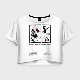 Женская футболка Crop-top 3D с принтом Шаман кинг в Курске, 100% полиэстер | круглая горловина, длина футболки до линии талии, рукава с отворотами | king | shaman | амедамару | амидамару | аниме | асакура | дух | ё | йо | король | лен | морти | призрак | рио | самурай | стиль | тао | трей | шаман | япония | японский