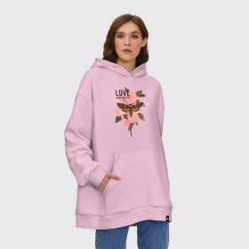 Худи SuperOversize хлопок с принтом Love made me do it в Курске, 70% хлопок, 30% полиэстер, мягкий начес внутри | карман-кенгуру, эластичная резинка на манжетах и по нижней кромке, двухслойный капюшон
 | fashion | love | бабочка | букет | влюблена | заставила | кокон | любить | любовь | насекомое | о любви | пафос | пафосная | поступок | роза | розы | фраза | цветов | цветы | цитата