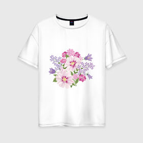 Женская футболка хлопок Oversize с принтом Полевые цветы в Курске, 100% хлопок | свободный крой, круглый ворот, спущенный рукав, длина до линии бедер
 | арт | лето | полевые | цветы