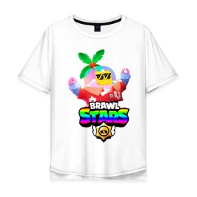 Мужская футболка хлопок Oversize с принтом BRAWL STARS TROPICAL SPROUT. в Курске, 100% хлопок | свободный крой, круглый ворот, “спинка” длиннее передней части | Тематика изображения на принте: brawl stars | crow | gale | leon | leon shark | max | mr.p | sally leon | shark | sprout | tara | tropical sprout | virus 8 bit | werewolf leon | акула | берли | бравл старс | ворон | макс | оборотень