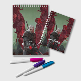 Блокнот с принтом The Witcher 5-летие в Курске, 100% бумага | 48 листов, плотность листов — 60 г/м2, плотность картонной обложки — 250 г/м2. Листы скреплены удобной пружинной спиралью. Цвет линий — светло-серый
 | Тематика изображения на принте: blood and wine | cd project red | games | geralt | hearts of stone | the witcher | wild hunt | ведьмак | геральт | дикая охота | игры | йеннифер | каменные сердца | кровь и вино | трисс | цири