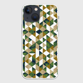 Чехол для iPhone 13 mini с принтом Хипстерские треугольники в Курске,  |  | hawaii | hipster | pattern | summer | гаваи | гавайи | гавайская | летняя | лето | листы | листья | модная | отдых | отпуск | пальмы | паттерн | текстура | треугольники | хипстер | яркая