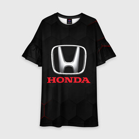 Детское платье 3D с принтом HONDA в Курске, 100% полиэстер | прямой силуэт, чуть расширенный к низу. Круглая горловина, на рукавах — воланы | Тематика изображения на принте: acura | auto | cr z | honda | honda power | japan | japanese | nsx | sport | авто | автомобиль | автомобильные | акура | бренд | марка | машины | спорт | хонда | япония