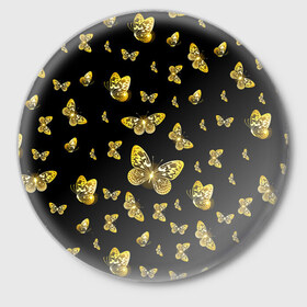 Значок с принтом Golden Butterfly pattern в Курске,  металл | круглая форма, металлическая застежка в виде булавки | Тематика изображения на принте: black | pattern | summer | wings | ангел | бабочка | бабочки | блестки | блестящий | девушке | желтые | животные | звери | золото | золотые | крылья | летать | летний | лето | мотылек | насекомое | ночные | паттерн