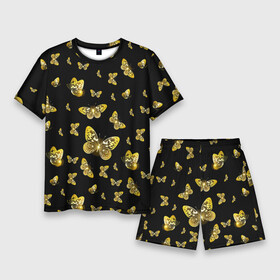 Мужской костюм с шортами 3D с принтом Golden Butterfly pattern в Курске,  |  | black | pattern | summer | wings | ангел | бабочка | бабочки | блестки | блестящий | девушке | желтые | животные | звери | золото | золотые | крылья | летать | летний | лето | мотылек | насекомое | ночные | паттерн