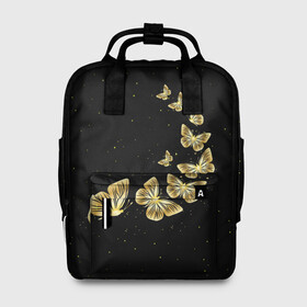 Женский рюкзак 3D с принтом Golden Butterfly in Space в Курске, 100% полиэстер | лямки с регулируемой длиной, сверху ручки, чтобы рюкзак нести как сумку. Основное отделение закрывается на молнию, как и внешний карман. Внутри два дополнительных кармана, один из которых закрывается на молнию. По бокам два дополнительных кармашка, куда поместится маленькая бутылочка
 | Тематика изображения на принте: black | summer | wings | ангел | бабочка | бабочки | блестки | блестящий | девушке | желтые | животные | звезды | звери | золото | золотые | космос | крылья | летать | летний | лето | мотылек | насекомое | ночные