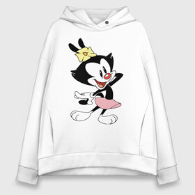 Женское худи Oversize хлопок с принтом Дот Уорнер Animaniacs в Курске, френч-терри — 70% хлопок, 30% полиэстер. Мягкий теплый начес внутри —100% хлопок | боковые карманы, эластичные манжеты и нижняя кромка, капюшон на магнитной кнопке | animaniacs | dot warner | vdpartat | дот уорнер | озорные анимашки