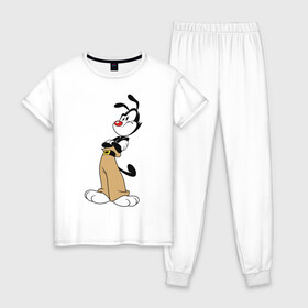 Женская пижама хлопок с принтом Animaniacs в Курске, 100% хлопок | брюки и футболка прямого кроя, без карманов, на брюках мягкая резинка на поясе и по низу штанин | animaniacs | vdpartat | yakko warner | озорные анимашки | якко уорнер