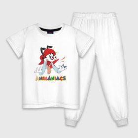 Детская пижама хлопок с принтом Animaniacs в Курске, 100% хлопок |  брюки и футболка прямого кроя, без карманов, на брюках мягкая резинка на поясе и по низу штанин
 | Тематика изображения на принте: animaniacs | vdpartat | wakko warner | вакко уорнер | озорные анимашки
