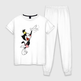 Женская пижама хлопок с принтом Дот Уорнер Animaniacs в Курске, 100% хлопок | брюки и футболка прямого кроя, без карманов, на брюках мягкая резинка на поясе и по низу штанин | animaniacs | dot warner | vdpartat | дот уорнер | озорные анимашки