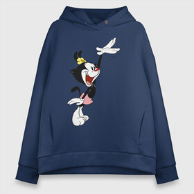 Женское худи Oversize хлопок с принтом Дот Уорнер Animaniacs в Курске, френч-терри — 70% хлопок, 30% полиэстер. Мягкий теплый начес внутри —100% хлопок | боковые карманы, эластичные манжеты и нижняя кромка, капюшон на магнитной кнопке | animaniacs | dot warner | vdpartat | дот уорнер | озорные анимашки