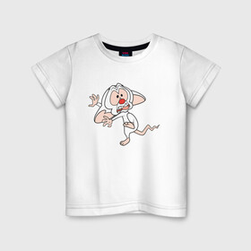 Детская футболка хлопок с принтом Брейн и Пинки в Курске, 100% хлопок | круглый вырез горловины, полуприлегающий силуэт, длина до линии бедер | animaniacs | vdpartat | белая мышь | брейн | гений | глупая мышь | озорные анимашки | пинки