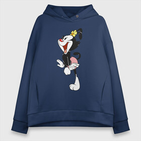 Женское худи Oversize хлопок с принтом Дот Уорнер Animaniacs в Курске, френч-терри — 70% хлопок, 30% полиэстер. Мягкий теплый начес внутри —100% хлопок | боковые карманы, эластичные манжеты и нижняя кромка, капюшон на магнитной кнопке | animaniacs | dot warner | vdpartat | дот уорнер | озорные анимашки