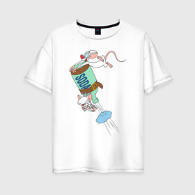 Женская футболка хлопок Oversize с принтом Брейн и Пинки Animaniacs в Курске, 100% хлопок | свободный крой, круглый ворот, спущенный рукав, длина до линии бедер
 | animaniacs | vdpartat | белая мышь | брейн | гений | глупая мышь | озорные анимашки | пинки