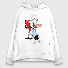 Женское худи Oversize хлопок с принтом Вакко Уорнер Animaniacs в Курске, френч-терри — 70% хлопок, 30% полиэстер. Мягкий теплый начес внутри —100% хлопок | боковые карманы, эластичные манжеты и нижняя кромка, капюшон на магнитной кнопке | animaniacs | vdpartat | wakko warner | вакко уорнер | озорные анимашки