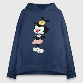 Женское худи Oversize хлопок с принтом Дот Уорнер Animaniacs в Курске, френч-терри — 70% хлопок, 30% полиэстер. Мягкий теплый начес внутри —100% хлопок | боковые карманы, эластичные манжеты и нижняя кромка, капюшон на магнитной кнопке | animaniacs | dot warner | vdpartat | дот уорнер | озорные анимашки