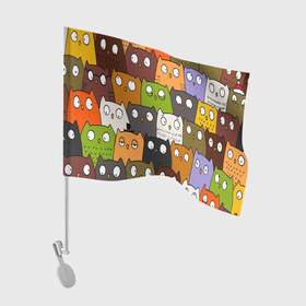 Флаг для автомобиля с принтом СОВЫ КОТИКИ в Курске, 100% полиэстер | Размер: 30*21 см | cat | взгляд | кот | кот хипстер | котёнок | котятки | котятушки | кошечки | кошка | мордочка