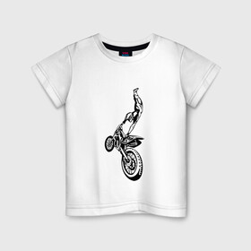 Детская футболка хлопок с принтом Мотоспорт (Z) в Курске, 100% хлопок | круглый вырез горловины, полуприлегающий силуэт, длина до линии бедер | Тематика изображения на принте: enduro | ktm | moto | motocycle | sportmotorcycle | ктм | мото | мотокросс | мотоспорт