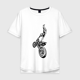 Мужская футболка хлопок Oversize с принтом Мотоспорт (Z) в Курске, 100% хлопок | свободный крой, круглый ворот, “спинка” длиннее передней части | enduro | ktm | moto | motocycle | sportmotorcycle | ктм | мото | мотокросс | мотоспорт