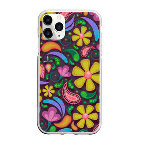 Чехол для iPhone 11 Pro Max матовый с принтом летние цветы узор на темном в Курске, Силикон |  | арт | вектор | лето | рисунок | ромашки | темный фон | узор | хаотичный | цветы