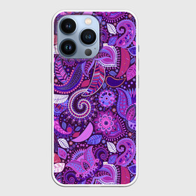 Чехол для iPhone 13 Pro с принтом фиолетовый этнический дудлинг в Курске,  |  | геометрия | дудлинг | дудлы | линии | рисунок | точки | узоры | фигуры | фиолетовый | цветы | этнический