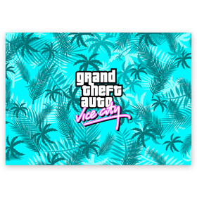 Поздравительная открытка с принтом GTA VICE CITY в Курске, 100% бумага | плотность бумаги 280 г/м2, матовая, на обратной стороне линовка и место для марки
 | Тематика изображения на принте: grand theft auto | grove street | grove street 4 life | gta | gta 4 | gta 5 | gta sa | gta v | samp | san andreas | грув стрит | игры | самп | сан андреас