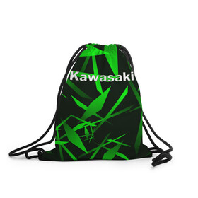 Рюкзак-мешок 3D с принтом Kawasaki в Курске, 100% полиэстер | плотность ткани — 200 г/м2, размер — 35 х 45 см; лямки — толстые шнурки, застежка на шнуровке, без карманов и подкладки | kawasaki | moto | дорога | кавасаки | машина | мотокросс | мотоцикл | мотоциклы