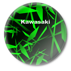 Значок с принтом Kawasaki в Курске,  металл | круглая форма, металлическая застежка в виде булавки | Тематика изображения на принте: kawasaki | moto | дорога | кавасаки | машина | мотокросс | мотоцикл | мотоциклы
