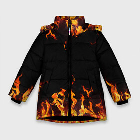 Зимняя куртка для девочек 3D с принтом FIRE ОГОНЬ в Курске, ткань верха — 100% полиэстер; подклад — 100% полиэстер, утеплитель — 100% полиэстер. | длина ниже бедра, удлиненная спинка, воротник стойка и отстегивающийся капюшон. Есть боковые карманы с листочкой на кнопках, утяжки по низу изделия и внутренний карман на молнии. 

Предусмотрены светоотражающий принт на спинке, радужный светоотражающий элемент на пуллере молнии и на резинке для утяжки. | abstraction | bright | fire | geometry | hexagon | light | neon | paints | stripes | texture | triangle | абстракция | брызги | геометрия | искры | краски | неон | неоновый | огонь | соты | текстура