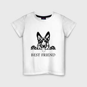 Детская футболка хлопок с принтом ОВЧАРКА BEST FRIEND (Z) в Курске, 100% хлопок | круглый вырез горловины, полуприлегающий силуэт, длина до линии бедер | best friend | dog | doggie | doggy | авчарка | друг человека | другу | кинолог | лабрадор | мохнатый | овчарка | пес | пёсель | пёсик | подарок | подруге | собака | собакен | собаки | собачка | собачнику