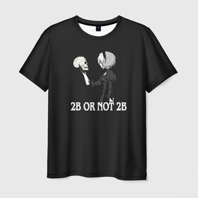 Мужская футболка 3D с принтом 2B в Курске, 100% полиэфир | прямой крой, круглый вырез горловины, длина до линии бедер | 2b | 2b nier automata | a2 | nier | nier automata | nier: automata | ниер | ниер автомата | ниир автомата | ньер автомата