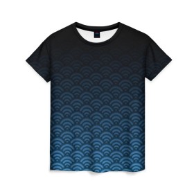 Женская футболка 3D с принтом Узор круги темный синий в Курске, 100% полиэфир ( синтетическое хлопкоподобное полотно) | прямой крой, круглый вырез горловины, длина до линии бедер | геометрия | градиент | круги | море | переход цвета | синий | текстура | темный | узор
