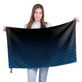 Флаг 3D с принтом Узор круги темный синий в Курске, 100% полиэстер | плотность ткани — 95 г/м2, размер — 67 х 109 см. Принт наносится с одной стороны | геометрия | градиент | круги | море | переход цвета | синий | текстура | темный | узор