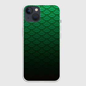 Чехол для iPhone 13 с принтом Узор зеленая чешуя дракон в Курске,  |  | геометрия | градиент | дракон | змей | круги | переход цвета | синий | текстура | темный | узор | чешуя | ящерица