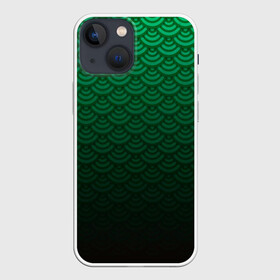 Чехол для iPhone 13 mini с принтом Узор зеленая чешуя дракон в Курске,  |  | геометрия | градиент | дракон | змей | круги | переход цвета | синий | текстура | темный | узор | чешуя | ящерица