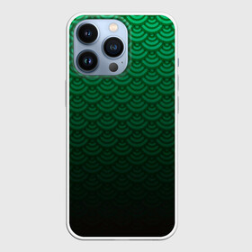 Чехол для iPhone 13 Pro с принтом Узор зеленая чешуя дракон в Курске,  |  | Тематика изображения на принте: геометрия | градиент | дракон | змей | круги | переход цвета | синий | текстура | темный | узор | чешуя | ящерица