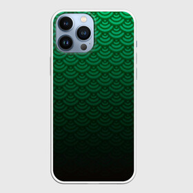 Чехол для iPhone 13 Pro Max с принтом Узор зеленая чешуя дракон в Курске,  |  | геометрия | градиент | дракон | змей | круги | переход цвета | синий | текстура | темный | узор | чешуя | ящерица