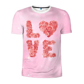 Мужская футболка 3D спортивная с принтом Love Розы в Курске, 100% полиэстер с улучшенными характеристиками | приталенный силуэт, круглая горловина, широкие плечи, сужается к линии бедра | love | день влюбленных | день святого валентина | любовь | розочки | розы | романтика | цветы | я тебя люблю