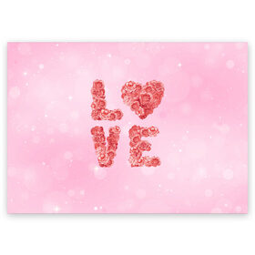 Поздравительная открытка с принтом Love Розы в Курске, 100% бумага | плотность бумаги 280 г/м2, матовая, на обратной стороне линовка и место для марки
 | love | день влюбленных | день святого валентина | любовь | розочки | розы | романтика | цветы | я тебя люблю