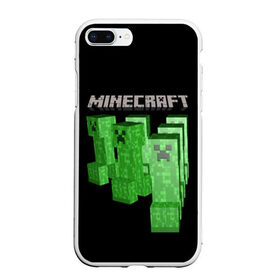 Чехол для iPhone 7Plus/8 Plus матовый с принтом MINECRAFT CREEPER в Курске, Силикон | Область печати: задняя сторона чехла, без боковых панелей | Тематика изображения на принте: creeper | game | minecraft | блоки | игра | квадраты | компьютерная | крипер | майнкрафт