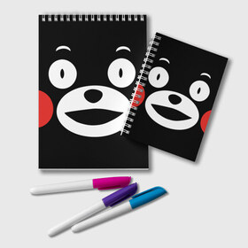 Блокнот с принтом Kumamon в Курске, 100% бумага | 48 листов, плотность листов — 60 г/м2, плотность картонной обложки — 250 г/м2. Листы скреплены удобной пружинной спиралью. Цвет линий — светло-серый
 | fire | for | glory | hell | japan | kumamon | of course | ofc | satan | the | иероглифы | кумамон | медведь | огонь | пожар | сатана | япония