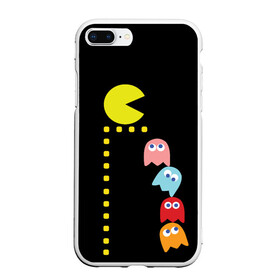 Чехол для iPhone 7Plus/8 Plus матовый с принтом Pac-man в Курске, Силикон | Область печати: задняя сторона чехла, без боковых панелей | Тематика изображения на принте: old school | retro game | video game | видео игры | ретро игры