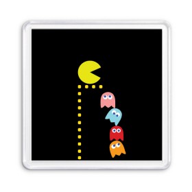 Магнит 55*55 с принтом Pac-man в Курске, Пластик | Размер: 65*65 мм; Размер печати: 55*55 мм | old school | retro game | video game | видео игры | ретро игры
