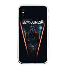 Чехол для iPhone XS Max матовый с принтом Bloodlines 2 в Курске, Силикон | Область печати: задняя сторона чехла, без боковых панелей | Тематика изображения на принте: bloodlines 2 | vampire | vampire the masquerade | vampire the masquerade bloodlines 2 | vampire: the masquerade – bloodlines 2