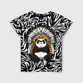 Детская футболка 3D с принтом Мудрая Панда в Курске, 100% гипоаллергенный полиэфир | прямой крой, круглый вырез горловины, длина до линии бедер, чуть спущенное плечо, ткань немного тянется | Тематика изображения на принте: brand | kung fu | moda | panda | style | texture | бренд | кунг фу | кунгфу | мода | панденыш | панды | прикольные картинки | смайлы | стикербук | стиль | текстура | фон | эмодзи
