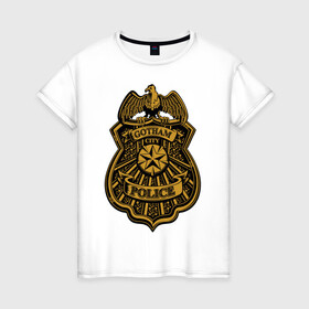 Женская футболка хлопок с принтом Gotham City Police в Курске, 100% хлопок | прямой крой, круглый вырез горловины, длина до линии бедер, слегка спущенное плечо | batman | batman arkham knight | vdzabma | бэтмен | бэтмен рыцарь аркхема