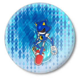 Значок с принтом Metal Sonic в Курске,  металл | круглая форма, металлическая застежка в виде булавки | metal sonic | видеоигры | поколения ежик соник | робот | супер ёж